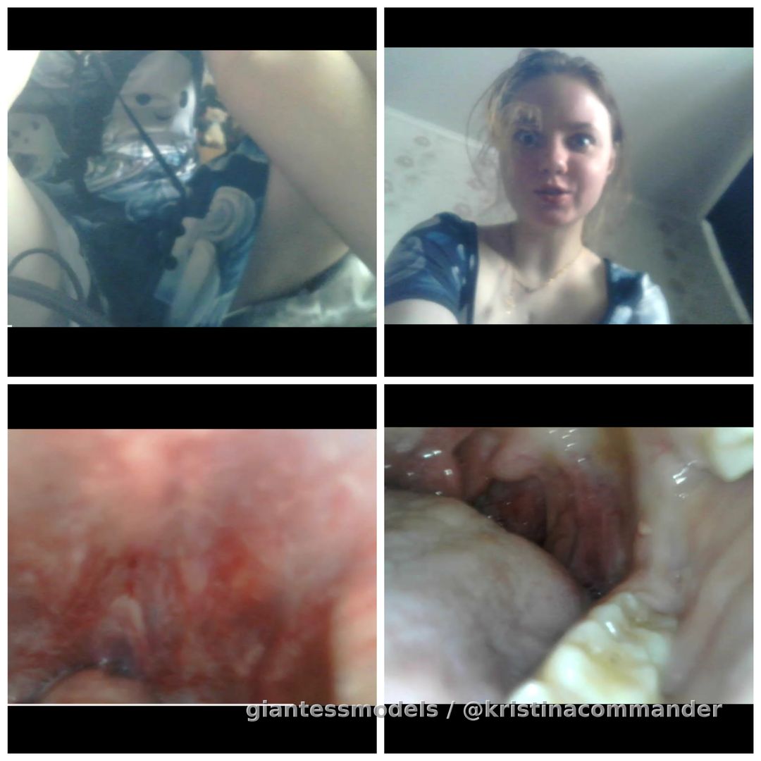 Throat Endoscope | POV: You were caught on the giantess's bed, peeking up her skirt. To make you feel better, she showed you an interesting tour of her mouth, got scared you might fall into her stomach, and pulled you out of her mouth. It turned out to be a joke, and she started licking you like candy, moaning as she sucked, and finally swallowed you...  (Video 3 mins)