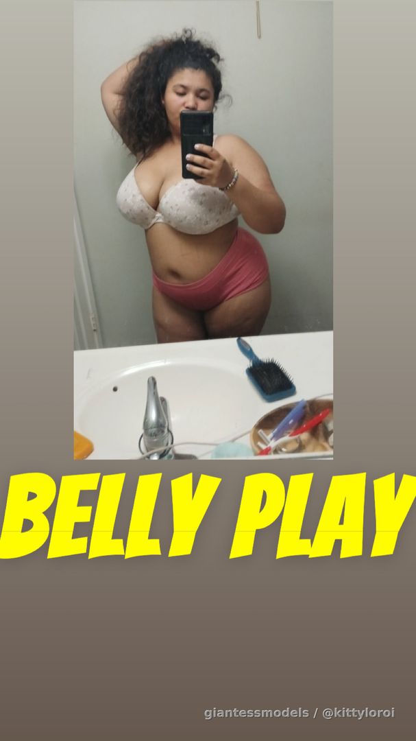 Playing with my belly at work~