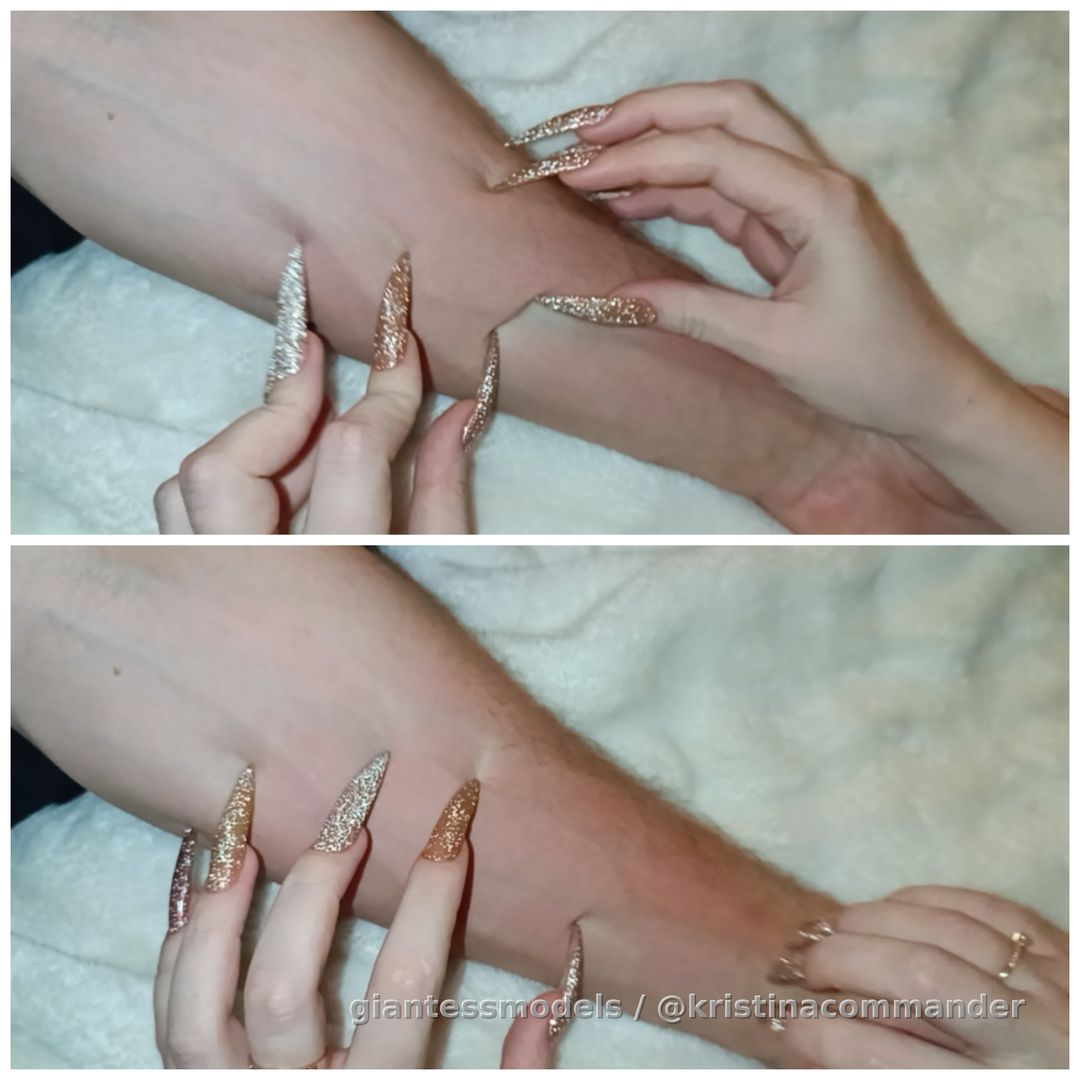 Scratching hand with color nails (video 1 min)