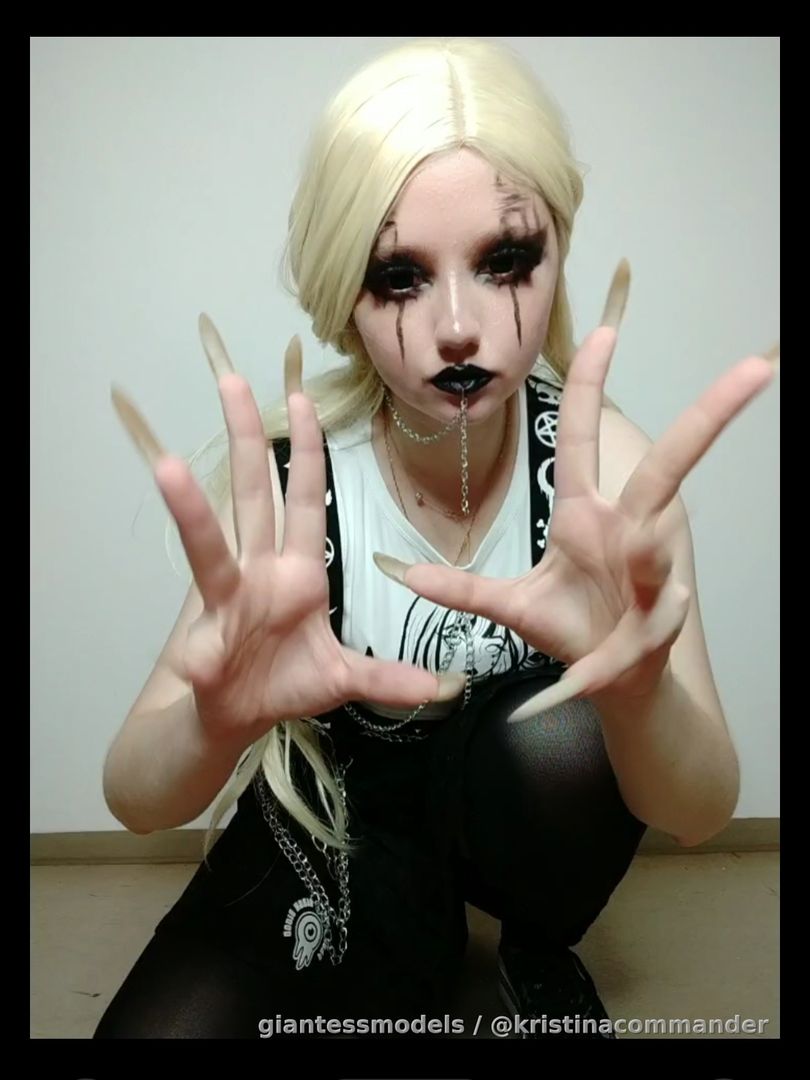 Licking + showing nails gothic Cosplay (video 1 min)