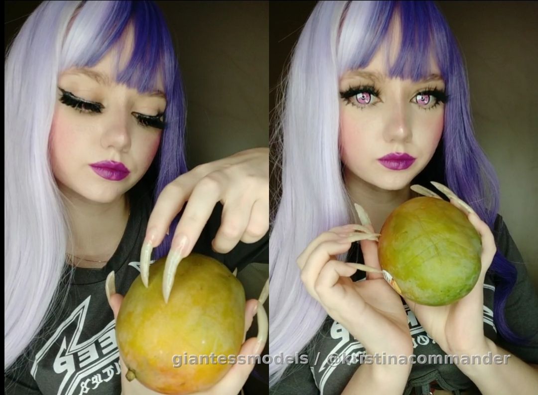 Nails Scratching and play with mango cosplay (video 1 min)