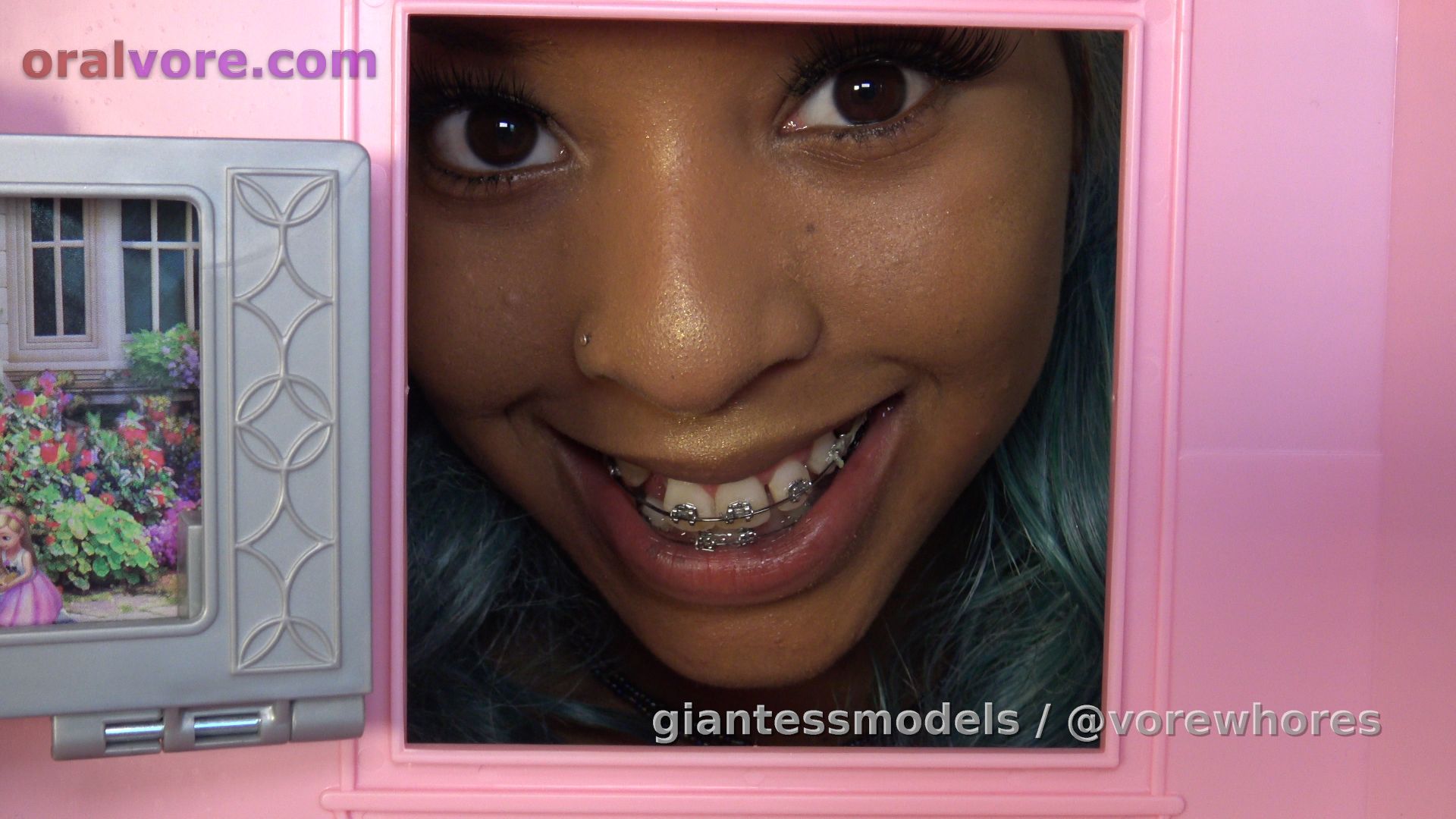 REIV2 – Rei’s Dollhouse Horror – Rei has a bowl full of victims she has turned into gummy bears, and she swallows them all with her mouth open so you can see the long worm slide into darkness. Rei has no gag reflex and the worms go down very slow.