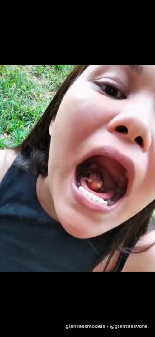 Latina girl swallow a whole baby bird ! 