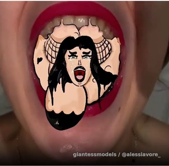 Curvy Goth woman get swallowed alive by me! (Animation on irl video!)