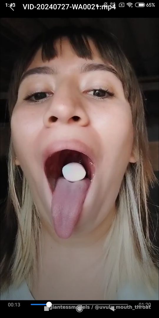 Colombian girl swallows food