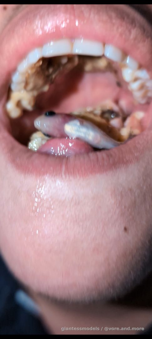 WARNING!! HARD VORE!! fish chewed alive with pizza gets swallowed