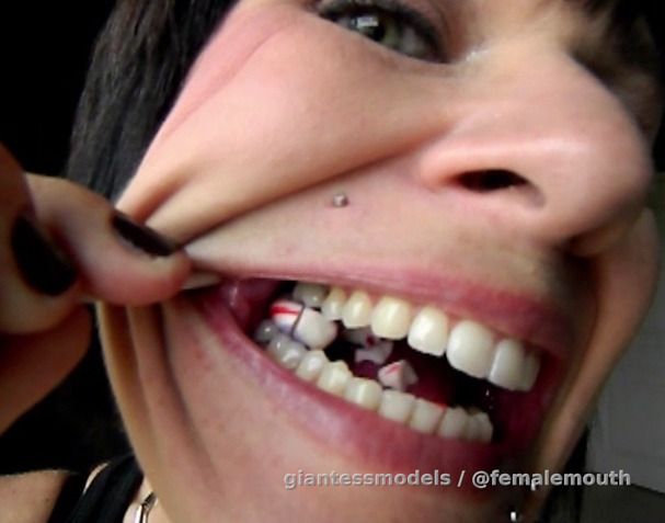 Candy Box - Up close Chewing large lollipop with little man inside! Beautiful beautiful shots!