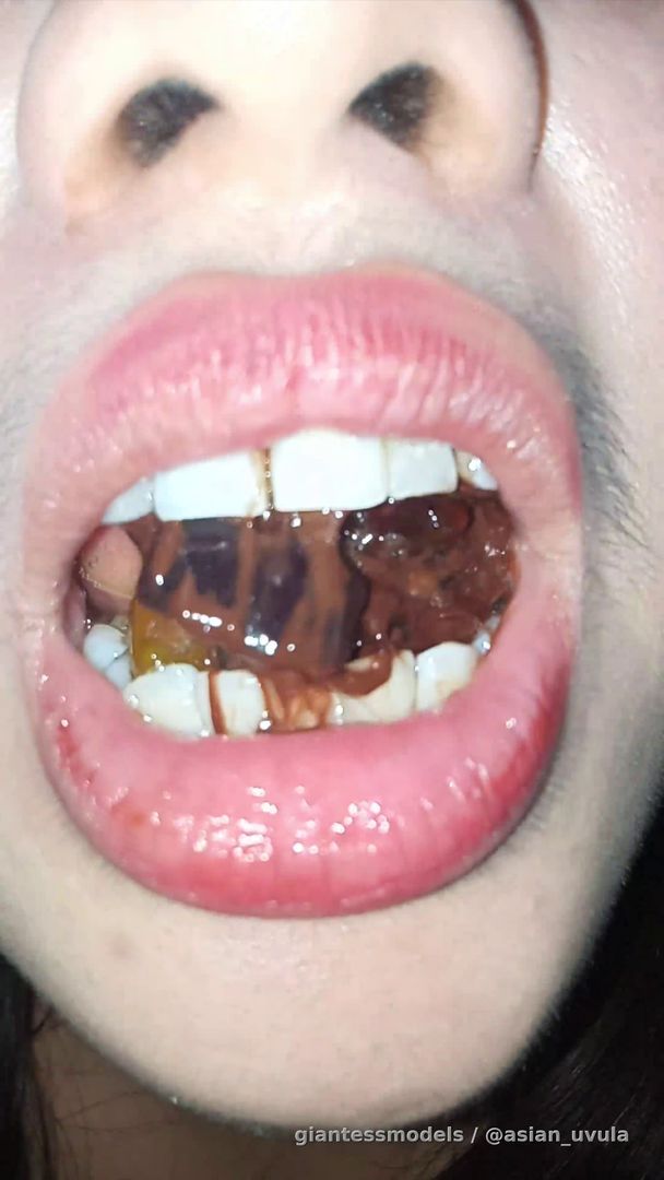 Swallowing a bunch of gummies and chocolate