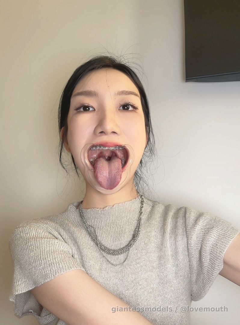 female model's oral cavity