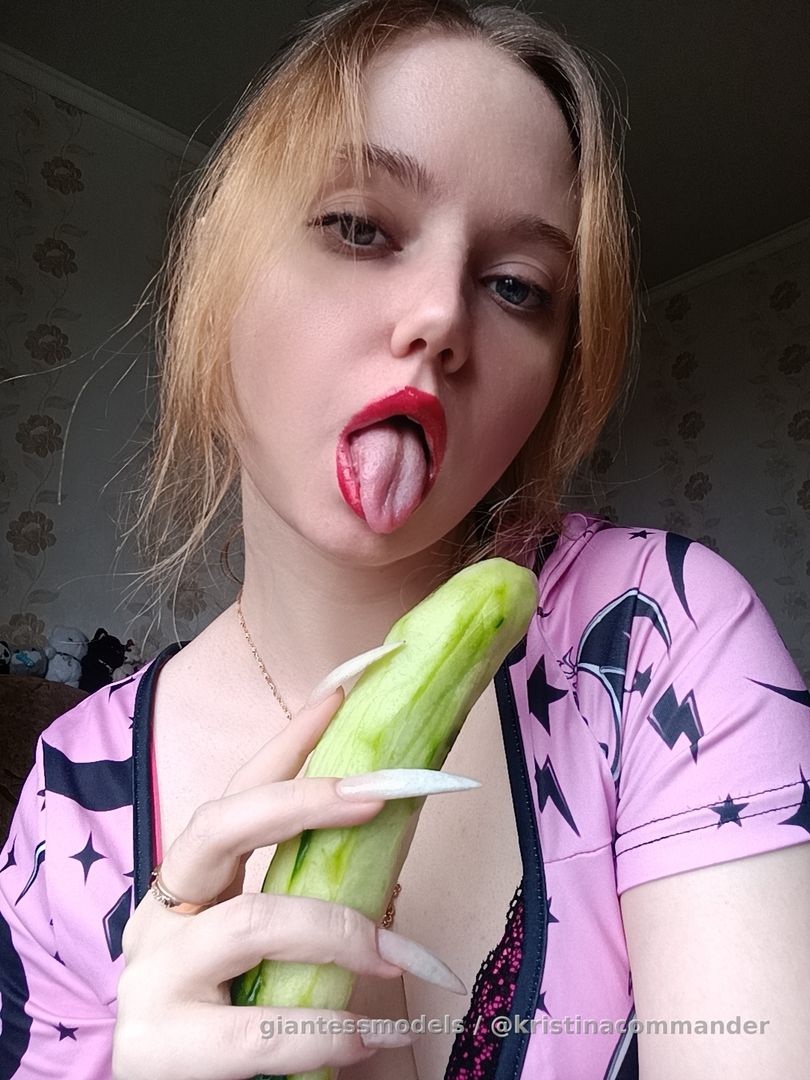 ahegao + Licking cucumber (video 1 min) 
