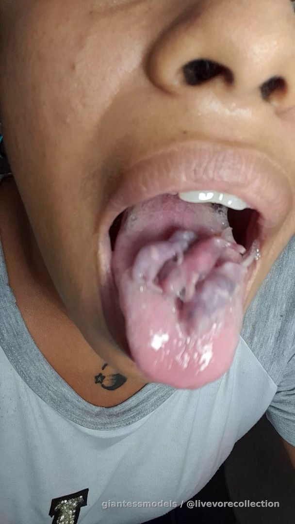Giantess swallows 3 pinkies