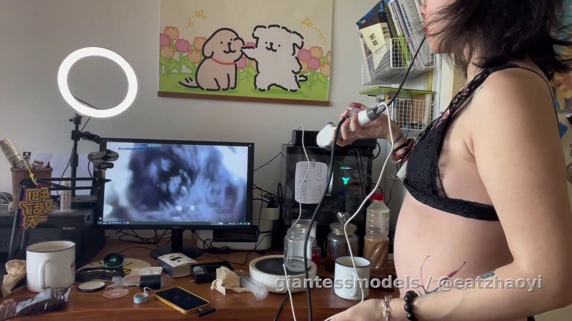 2025.4.6空腹内窥体外视角➕打气过程➕抽胃里少许泡沫过程➕开头入镜时干呕➕做内窥是按压肚子明显看到屏幕上胃壁跳动鼓包➕ Bar肚子露出明显