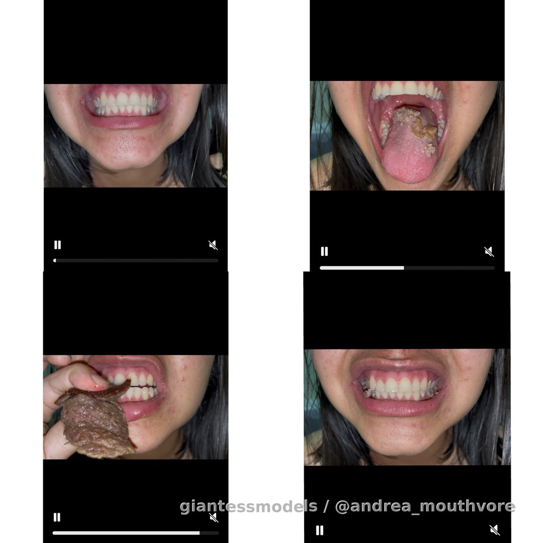 Look at my strong teeth chewing meat