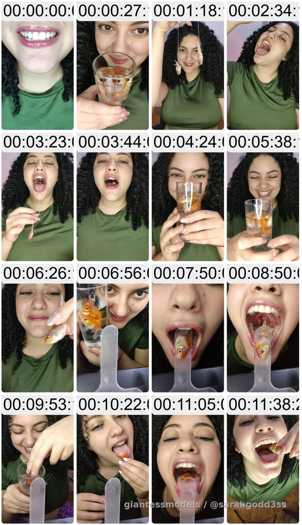 10 fishes in a glass being swallowed one by one on different ways