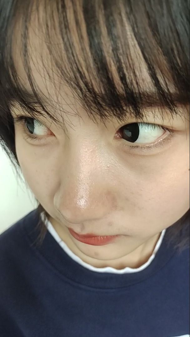 Girl examines oral cavity and uses endoscope