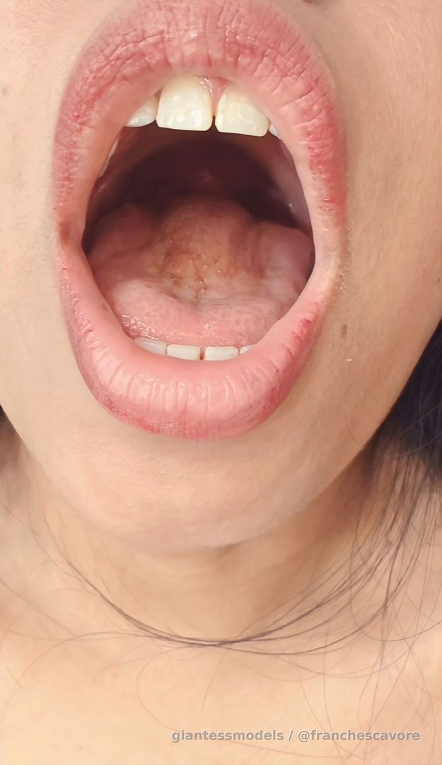 Burping with your mouth open, close-up