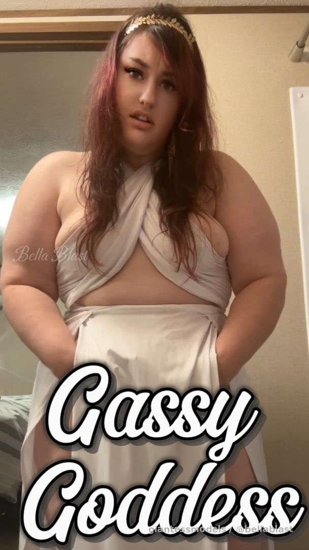 This goddess has over ate and soooo gassy. Listen to the fart as she rubs her belly