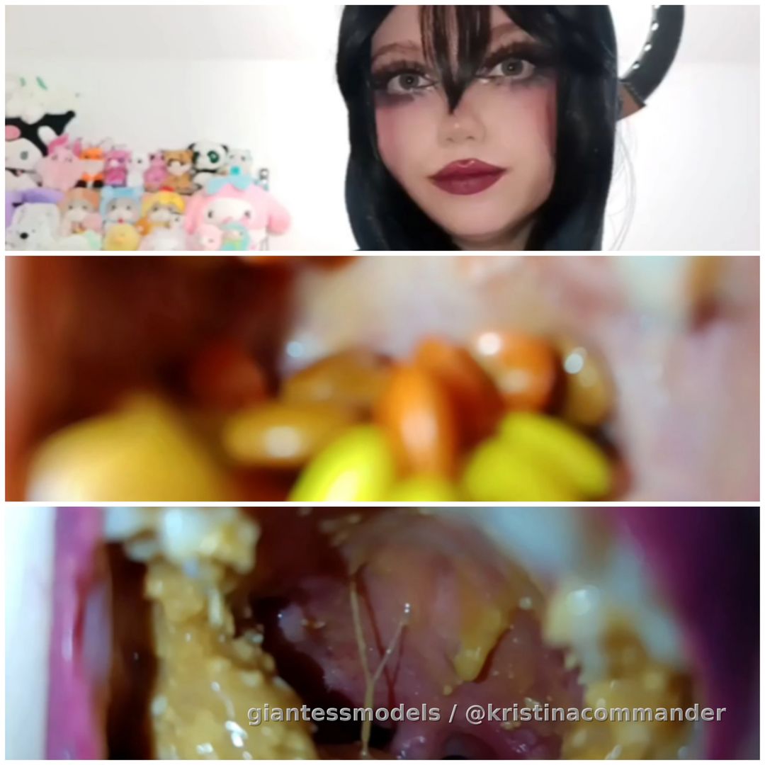 Chewing chocolate candies cosplay (video 2 min)