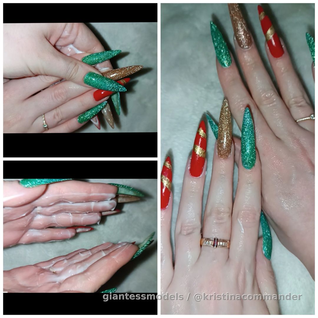 Massage + cream on colored nails (video 2:40 mins)