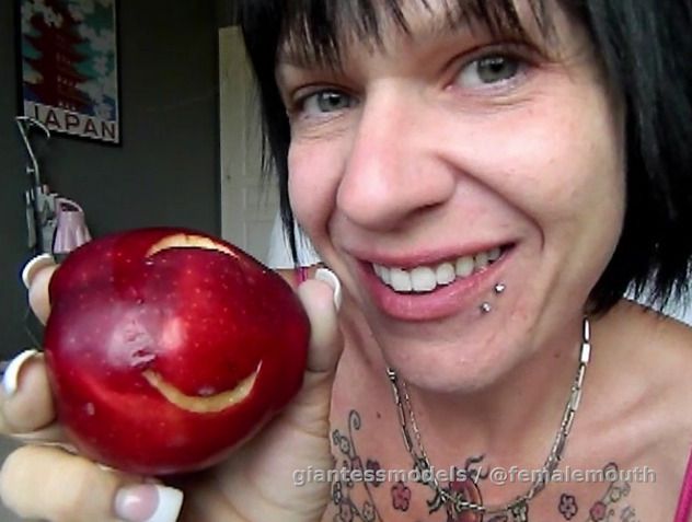 Candy Box - Red Apple biting and chewing up close (in your face)