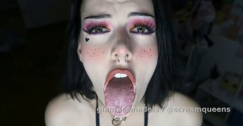 Beautiful Ahegao Face Gagging + Loud Moaning Long Tongue Viewz