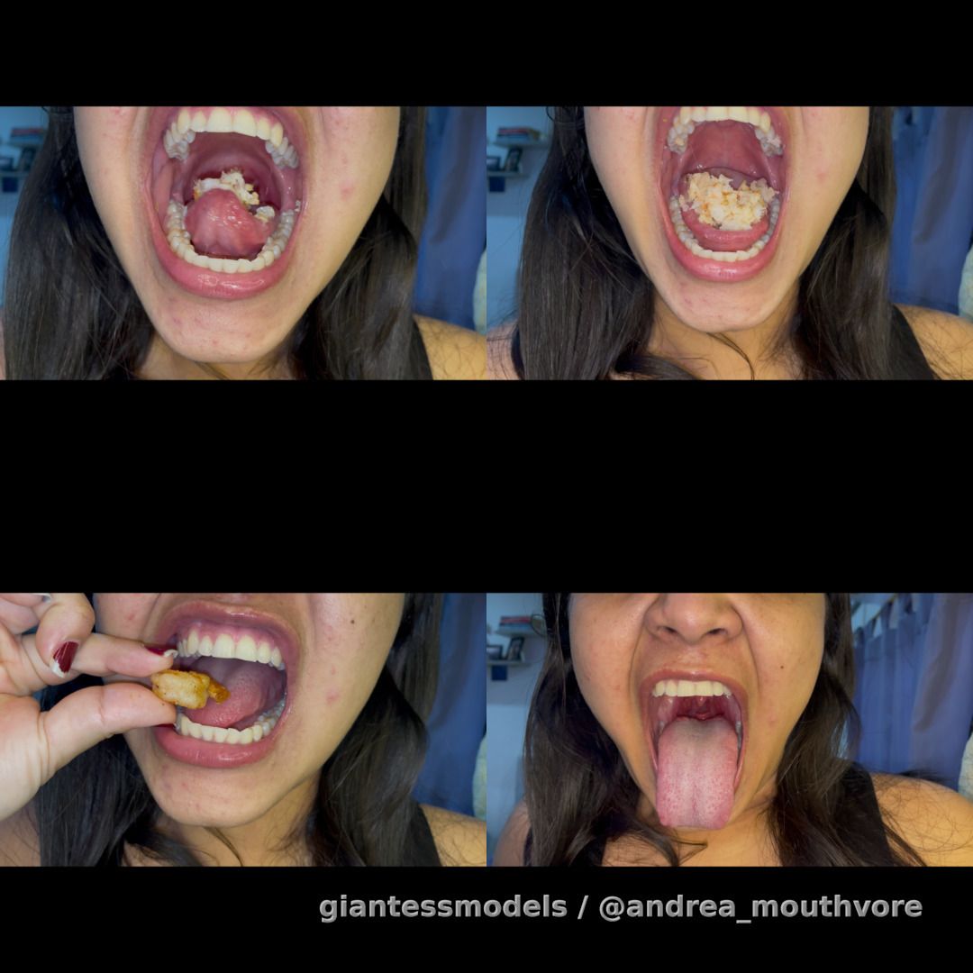 Video chew shrimp 🦐!! Video open mouth, tongue, teeth and epiglottis 
