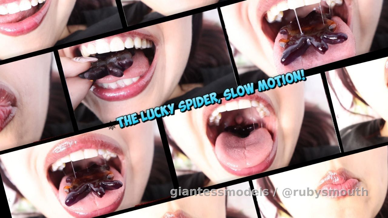 You are a tiny spider and you fall into my mouth.
Do you like bouncing on my tongue?
Get ready to be slowly swallowed by your goddess Ruby.  (Professional camera 4k 120fps)

#vore #slowmotion #giantess #mouth #tongue