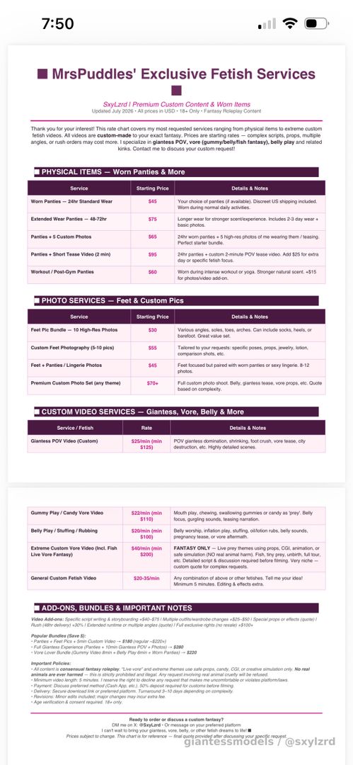 SxyLzrd Rates Menu