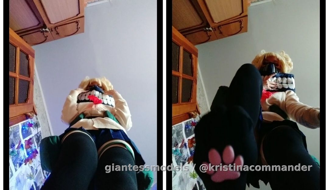 Stepping on tiny man with feet giantess Toga chan (video 1 min)/cosplay 