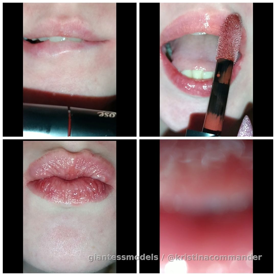 POV: giantess painting lips and after kiss close up / ASMR (video 2:30 mins)