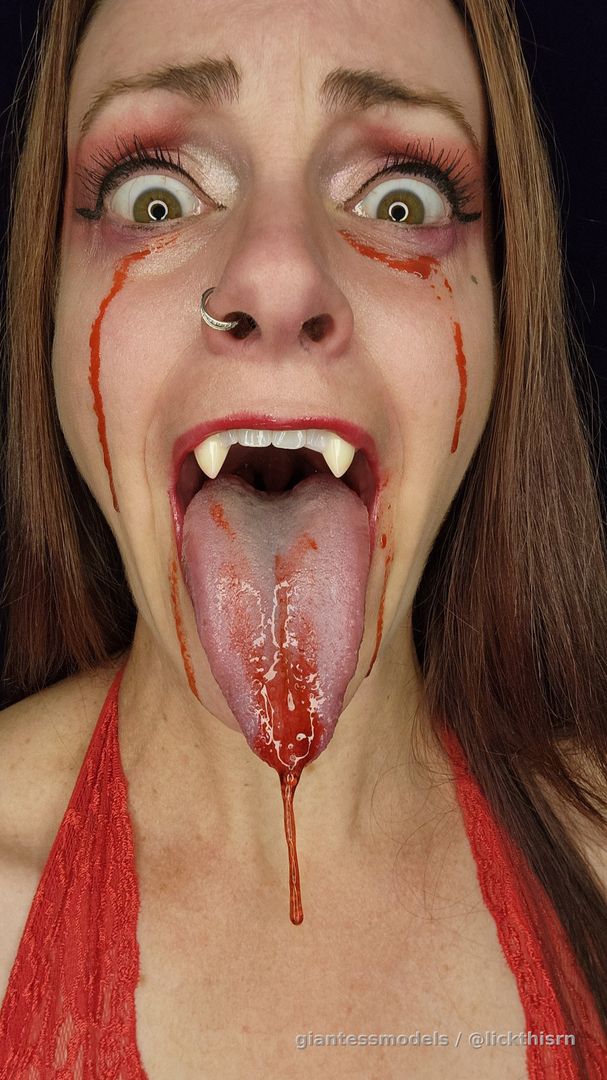 Happy Halloween: 12 minute horror film for 4 little souls. This vampiress needs to consume tinies to maintain her youth! 20+ pictures varying degree of vampire teeth, gummy bears, and fake bl00d. 
