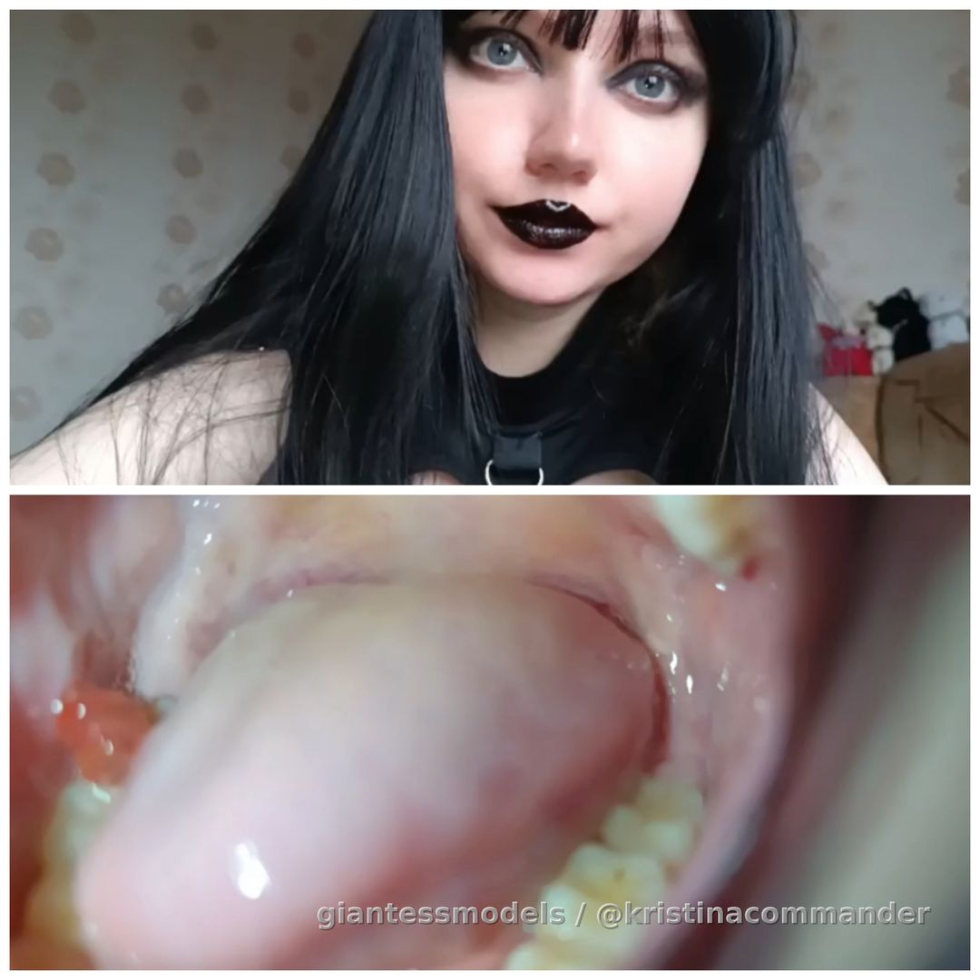 Swallowing candie goth girl (video 2 mins) 