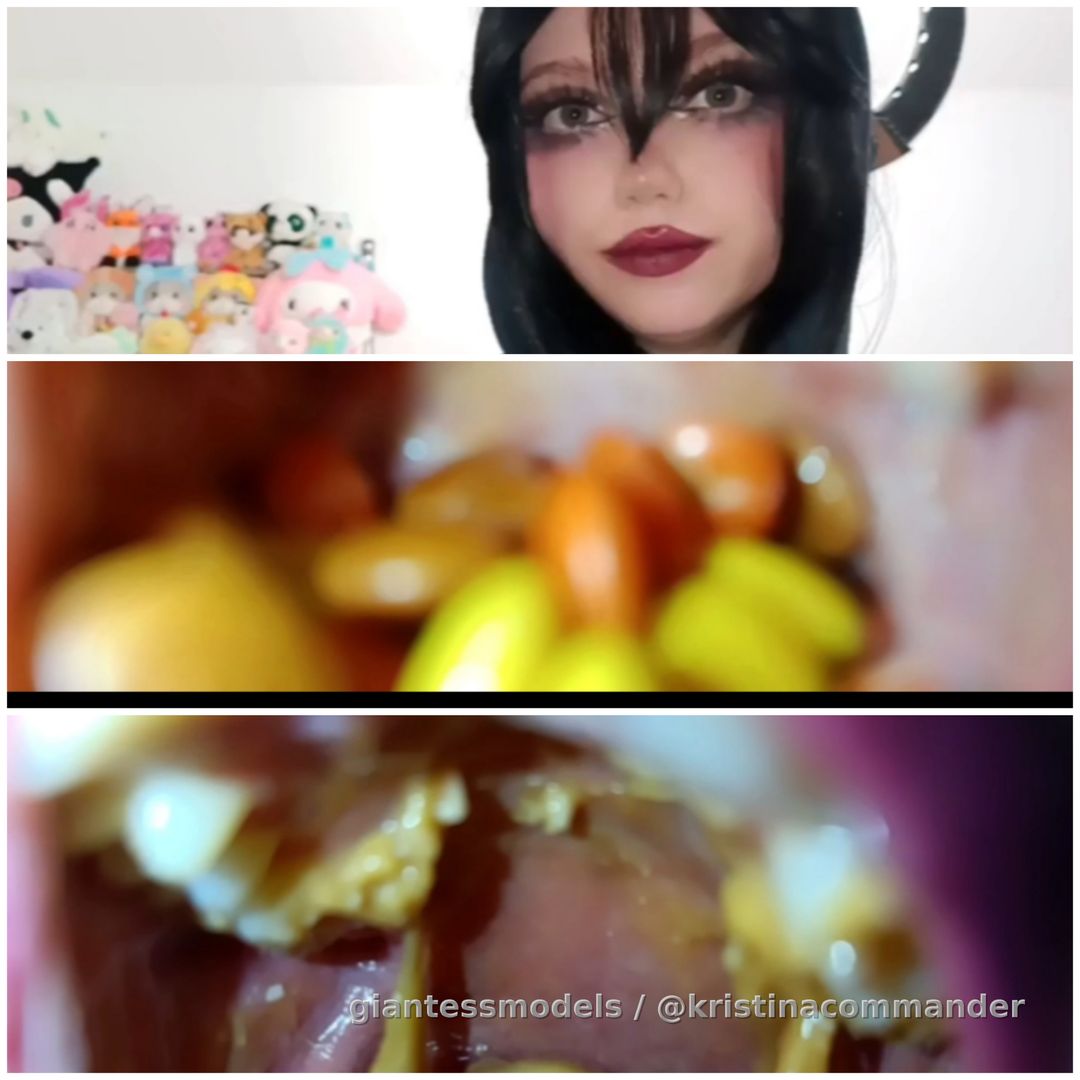 Eating, Swallowing and chewing candies (video 2 mins)