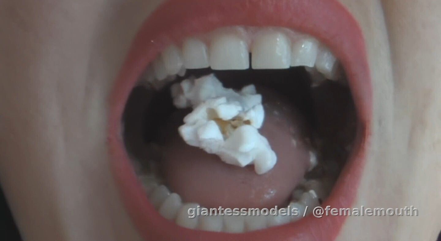 Closeup Popcorn Chewing
