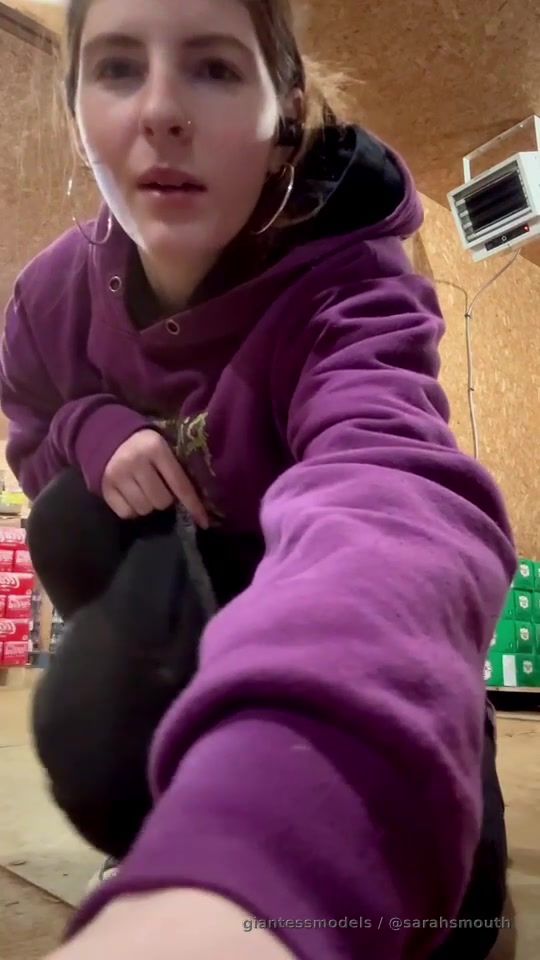 My first giantess video ever! This was the time when I first discovered a tiny in my life in the warehouse where I work. I bet the tiny was here in search of food! But I discovered him and I shocked to see a tiny person but I am so excited because its my dream come true! I finally get to tease and dominate a tiny pathetic man. 