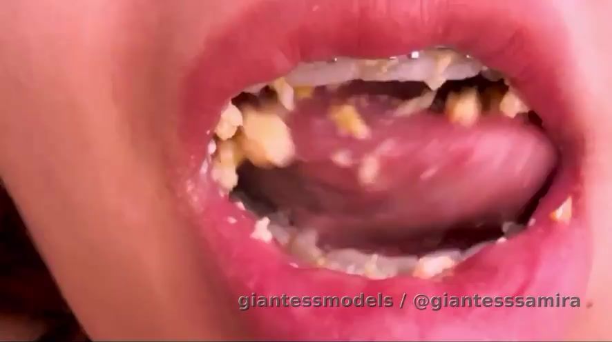 food in the mouth
