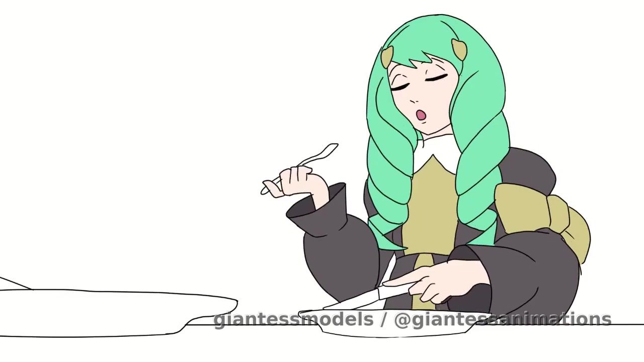 Green haired giantess sees you and swallows you alive