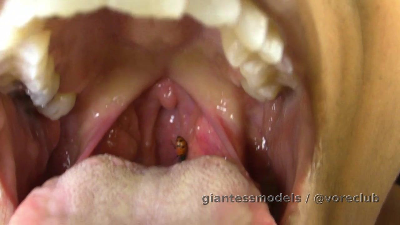 Sabrina Swallows Lady Bugs Alive - Watch Them crawl all over the inside of Sabrina's mouth, and drop into her throat when they can't hang on.